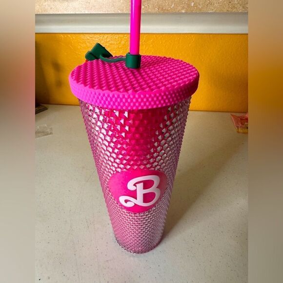 Barbie pink tumbler with straw topper - Picture 1 of 4